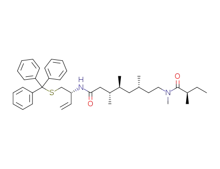 Molecular Structure of 1351186-15-6 ((3R,4S,6S)-8-((R)-N,2-dimethylbutanamido)-3,4,6-trimethyl-N-((R)-1-(tritylthio)but-3-en-2-yl)octanamide)