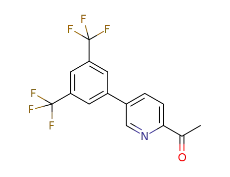 Molecular Structure of 1315466-03-5 (1-(5-(3,5-bis(trifluoromethyl)phenyl)pyridin-2-yl)ethanone)