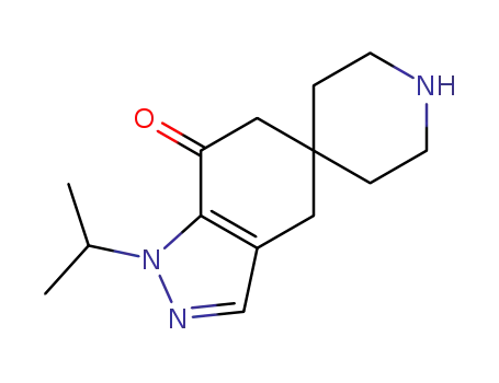 Molecular Structure of 1268521-75-0 (1-isopropyl-4,6-dihydrospiro[indazole-5,4'-piperidin]-7(1H)-one)