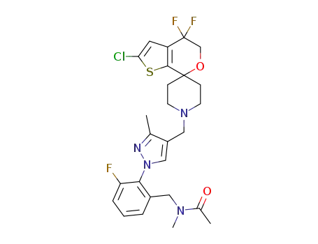 N-[[2-[4-[(2-chloro-4,4-difluoro-spiro[5H-thieno[2,3-c]pyran-7,4'-piperidine]-1'-yl)methyl]-3-methyl-pyrazol-1-yl]-3-fluoro-phenyl]methyl]-N-methyl-acetamide