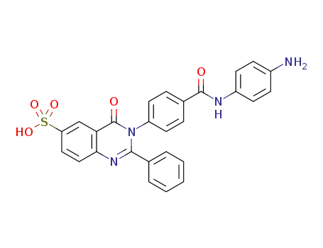Molecular Structure of 1303968-87-7 (2-phenyl-3-(4'-[N-(4''-aminophenyl)carbamoyl]-phenyl)-quinazoline-4(3H)-one-6-sulphonic acid)