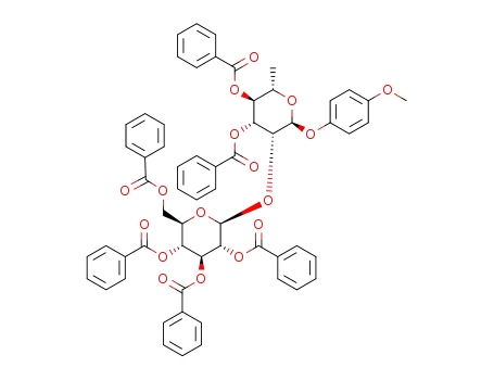 p-methoxyphenyl 2,3,4,6-tetra-O-benzoyl-α-D-glucopyranose-(1->2)-3,4-di-O-benzoyl-α-L-rhamnopyranoside