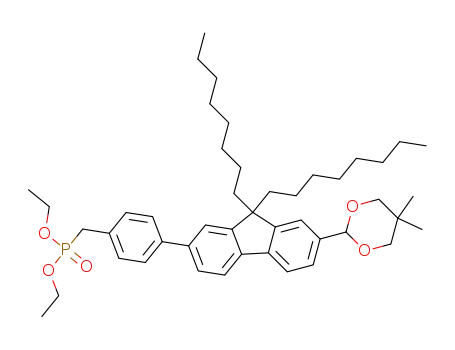 Molecular Structure of 1286685-34-4 ({4-[7-(5,5-dimethyl-[1,3]dioxan-2-yl)-9,9-dioctyl-9H-fluoren-2-yl]benzyl}phosphonic acid diethyl ester)