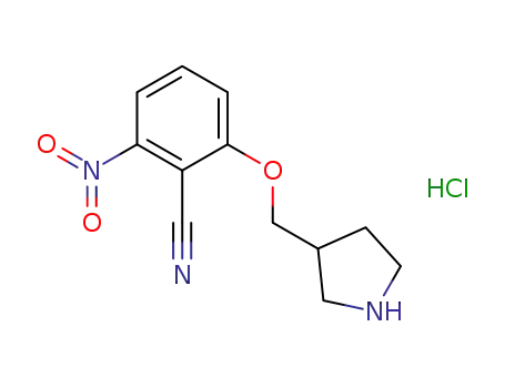 Molecular Structure of 1093205-46-9 (2-nitro-6-(pyrrolidin-3-ylmethoxy)benzonitrile hydrochloride)