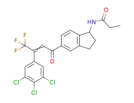 N-{5-[4,4,4-trifluoro-3-(3,4,5-trichlorophenyl)but-2-enoyl]-2,3-dihydro-1H-inden-1-yl}propanamide