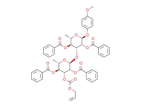 p-methoxyphenyl 3-O-allyloxycarbonyl-2,4-di-O-benzoyl-α-L-rhamnopyranosyl-(1->3)-2,4-di-O-benzoyl-α-L-rhamnopyranoside