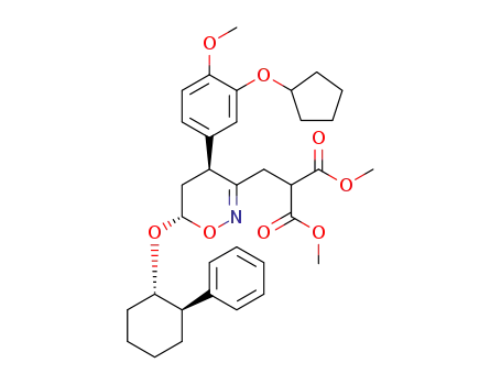 dimethyl (4S,6S,7S,8R)-2-[4-[3-(cyclopentyloxy)-4-(methyloxy)phenyl-6-[(2-phenylcyclohexyl)oxy]-5,6-dihydro-4H-1,2-oxazin-3-yl]methyl]propanedioate