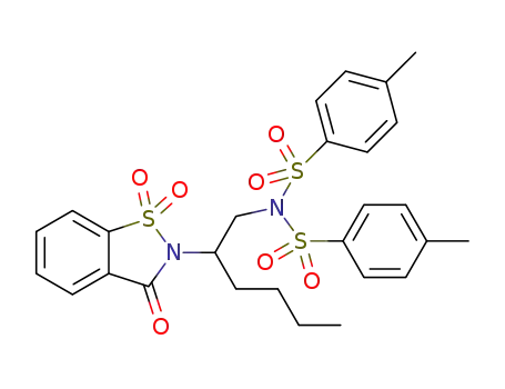 N-(2-(1,1-dioxido-3-oxobenzo[d]isothiazol-2(3H)-yl)hexyl)-4-methyl-N-tosylbenzenesulfonamide