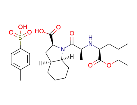 Molecular Structure of 1258291-80-3 ((2S,3aS,7aS)-1-[(S)-N-[(S)-1-carboxy-butyl]alanyl]hexahydro-2-indolinecarboxylic acid 1-ethyl ester para-toluenesulfonate)