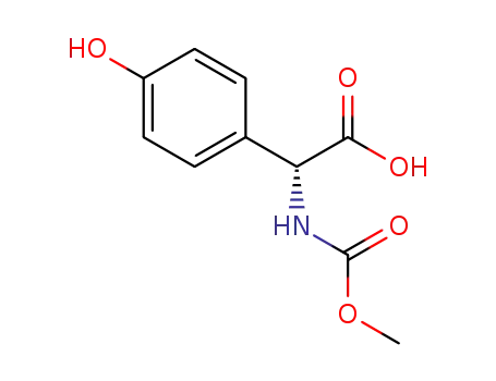 Molecular Structure of 77568-43-5 ((R)-2-(4-hydroxyphenyl)-2-[(methoxycarbonyl)amino]acetic acid)