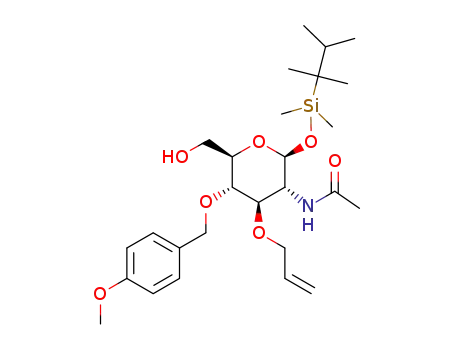dimethyl t-hexylsilyl 2-acetamido-3-O-allyl-2-deoxy-6-O-(4-methoxybenzyl)-β-D-glucopyranoside