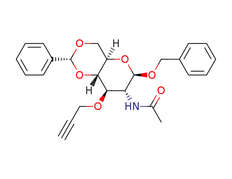 Molecular Structure of 1287768-32-4 (benzyl 2-acetamido-3-O-propargyl-4,6-O-benzylidene-2-deoxy-β-D-glucopyranoside)