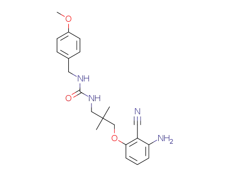 Molecular Structure of 1093206-90-6 (1-(3-(3-amino-2-cyanophenoxy)-2,2-dimethylpropyl)-3-(4-methoxybenzyl)urea)