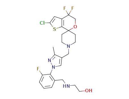 2-(2-(4-((2'-chloro-4',4'-difluoro-4',5'-dihydrospiro[piperidine-4,7'-thieno[2,3-c]pyran]-1-yl)methyl)-3-methyl-1H-pyrazol-1-yl)-3-fluorobenzylamino)ethanol