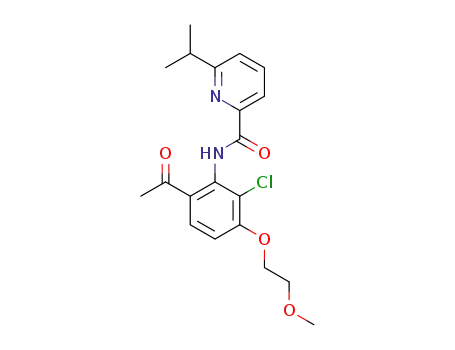 Molecular Structure of 1310551-61-1 (6-Isopropyl-pyridine-2-carboxylic acid [6-acetyl-2-chloro-3-(2-methoxy-ethoxy)-phenyl]-amide)