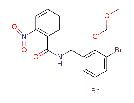 Molecular Structure of 1276560-34-9 (N-(3,5-dibromo-2-(methoxymethoxy)benzyl)-2-nitrobenzamide)
