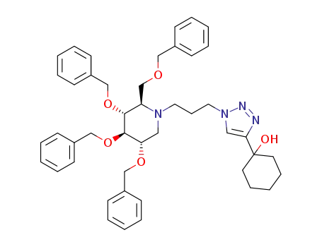 N-(3-(4-((cyclohexan-1-ol)-1-yl)-1H-1,2,3-triazol-1-yl)propyl)-2,3,4,6-tetra-O-benzyl-1,5-dideoxy-1,5-imino-D-glucitol