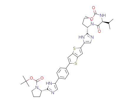 (S)-2-{5-[4-(5-{(S)-2-[1-((S)-2-methoxycarbonylamino-3-methylbutyryl)pyrrolidin-2-yl]-3H-imidazol-4-yl}thieno[3,2-b]thiophen-2-yl)phenyl]-1H-imidazol-2-yl}pyrrolidine-1-carboxylic acid tert-butyl ester