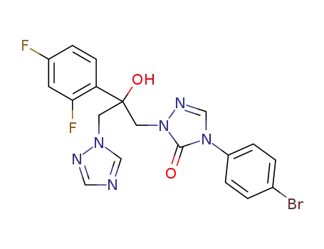 Molecular Structure of 1312809-83-8 (4-(4-bromophenyl)-1-(2-(2,4-difluorophenyl)-2-hydroxy-3-(1H-1,2,4-triazol-1-yl)propyl)-1H-1,2,4-triazol-5(4H)-one)