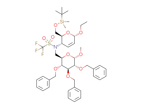 N-(methyl 2,3,4-tri-O-benzyl-6-deoxy-α-D-glucopyranosid-6-yl)-N-(ethyl 6-O-(tert-butyldimethylsilyl)-2,3,4-trideoxy-α-D-erythro-hex-2-enopyranosid-4-yl)-2-trifluoromethanesulfonamide