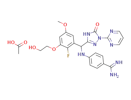 4-({[2-fluoro-3-(2-hydroxyethoxy)-5-methoxyphenyl]-(5-oxo-1-pyrimidin-2-yl-4,5-dihydro-1H-[1,2,4]triazol-3-yl)methyl}amino)benzamidine acetate
