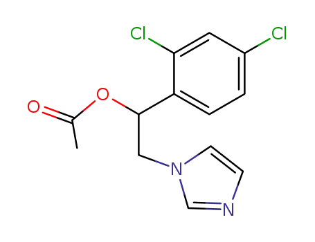 Molecular Structure of 61258-54-6 (1-(2,4-dichlorophenyl)-2-(1H-imidazol-1-yl)ethyl acetate)