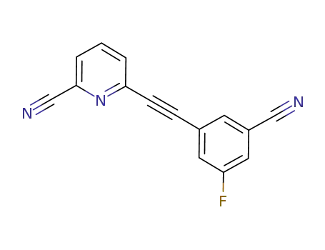 Molecular Structure of 1380072-54-7 (6-cyano-2-[(3-cyano-5-fluorophenyl)ethynyl]pyridine)