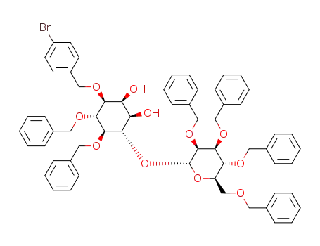 Molecular Structure of 1391099-62-9 (3-O-(4-bromobenzyl)-4,5-di-O-benzyl-6-O-(2,3,4,6-tetra-O-benzyl-α-D-mannopyranosyl)-D-myo-inositol)