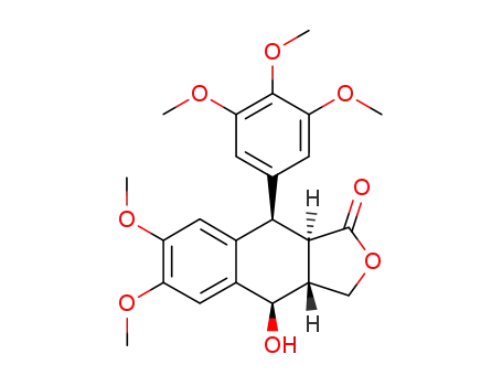Molecular Structure of 18651-67-7 ((3aR)-3a,4,9,9aα-Tetrahydro-4β-hydroxy-6,7-dimethoxy-9β-(3,4,5-trimethoxyphenyl)naphtho[2,3-c]furan-1(3H)-one)