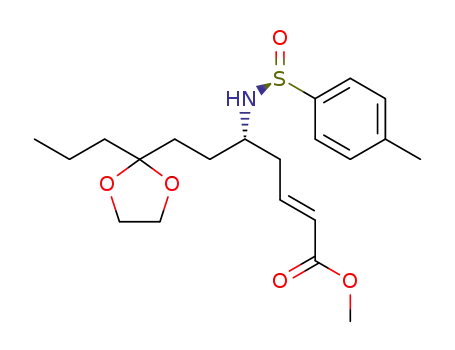 Molecular Structure of 1243634-68-5 ((Ss,5S,2E)-(+)-methyl N-(p-toluenesulfinyl)-5-amino-7-(2-propyl-1,3-dioxolan-2-yl)-hept-2-enoate)