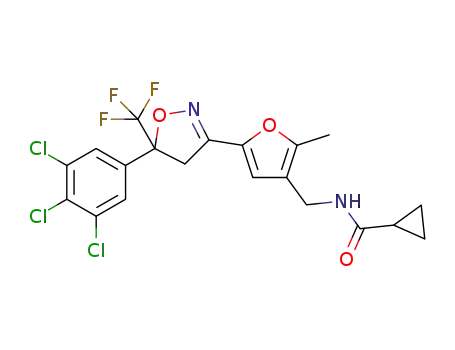 Molecular Structure of 1398110-62-7 (cyclopropanecarboxylic acid {2-methyl-5-[5-(3,4,5-trichlorophenyl)-5-trifluoromethyl-4,5-dihydroisoxazol-3-yl]furan-3-ylmethyl}amide)