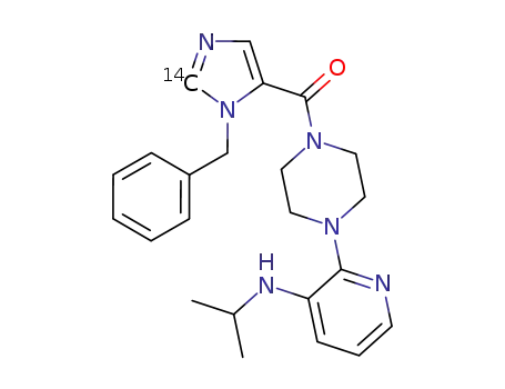 1-(1-benzyl-2-[<sup>(14)</sup>C]-5-imidazoyl)-4-[3-(isopropylamino)-2-pyridyl]piperazine