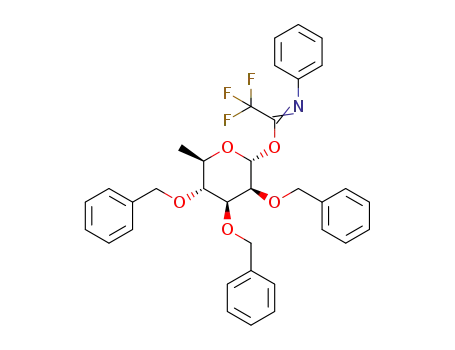 Molecular Structure of 1361382-79-7 (2,3,4-tri-O-benzyl-6-deoxy-α-D-mannopyranosyl (n-phenyl)trifluoroacetimidate)