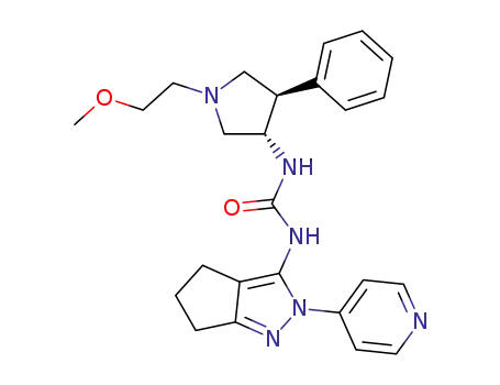 Molecular Structure of 1414553-57-3 (1-((3S,4R)-1-(2-methoxyethyl)-4-phenylpyrrolidin-3-yl)-3-(2-(pyridin-4-yl)-2,4,5,6-tetrahydrocyclopenta[c]pyrazol-3-yl)urea)