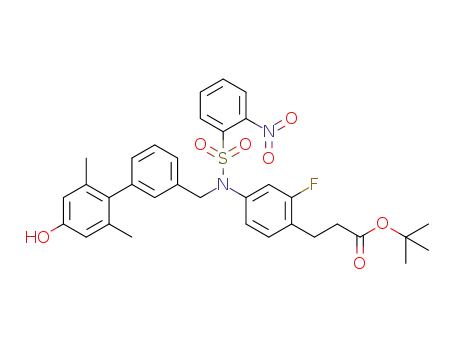 Molecular Structure of 865135-75-7 (tert-butyl 3-(2-fluoro-4-{[(4'-hydroxy-2',6'-dimethylbiphenyl-3-yl)methyl][(2-nitrophenyl)sulfonyl]amino}phenyl)propanoate)