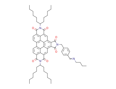 Molecular Structure of 1351949-14-8 (N,N''-bis(1-hexylheptyl)-N'-(4-butyliminomethylbenzyl)benzo[ghi]perylene-1',2':3,4:9,10-hexacarboxylictris(dicarboximide))