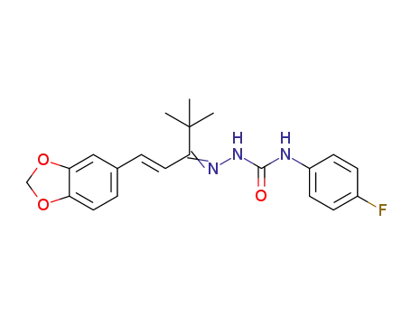 Molecular Structure of 1356965-19-9 (2-[(1E)-1-(1,3-benzodioxol-5-yl)-4,4-dimethylpent-1-en-3-ylidene]-N-(4-fluorophenyl)hydrazinecarboxamide)