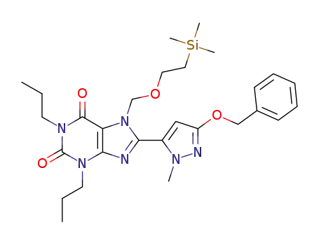 8-[(3-benzyloxy)-1-methyl-1H-pyrazol-5-yl]-1,3-dipropyl-7-(2-(trimethylsilanyl)ethoxymethyl)-3,7-dihydro-purine-2,6-dione