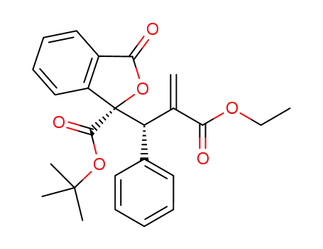 Molecular Structure of 1381859-88-6 ((S)-tert-butyl 1-[(S)-2-(ethoxycarbonyl)-1-phenylallyl]-3-oxo-1,3-dihydroisobenzofuran-1-carboxylate)