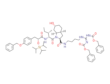 (2S,3aS,6R,7aS)-1-((2R,3S)-2-((R)-3-(4-(benzyloxy)phenyl)-2-((triisopropylsilyl)oxy)propanamido)-3-methylpentanoyl)-N-(4-(2,3-dibenzyloxycarbonyl)guanidinobutyl)-6-hydroxyoctahydro-1H-indole-2-carboxamide