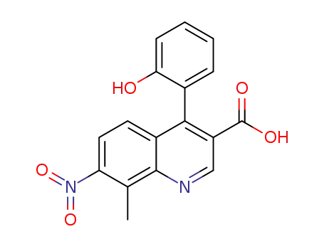 Molecular Structure of 1394232-20-2 (4-(2-hydroxyphenyl)-8-methyl-7-nitroquinoline-3-carboxylic acid)
