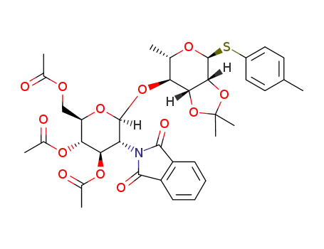 tolyl O-(2-deoxy-2-phthalimido-3,4,6-tri-O-acetyl-β-D-glucopyranosyl)-(1->4)-2,3-di-O-isopropylidene1-thio-α-L-rhamnopyranoside
