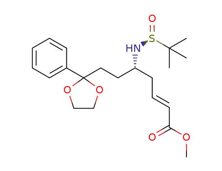 (Ss,5S,2E)-(+)-methyl N-(tert-butylsulfinyl)-5-amino-7-(2-phenyl-1,3-dioxolan-2-yl)-hept-2-enoate