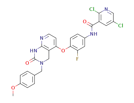 2,5-dichloro-N-(3-fluoro-4-{[3-(4-methoxybenzyl)-2-oxo-1,2,3,4-tetrahydropyrido[2,3-d]pyrimidin-5-yl]oxy}phenyl)nicotinamide