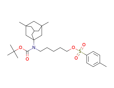 Molecular Structure of 1402933-85-0 (5-((tert-butoxycarbonyl)(3,5-dimethyladamantan-1-yl)amino)pentyl 4-methylbenzenesulfonate)