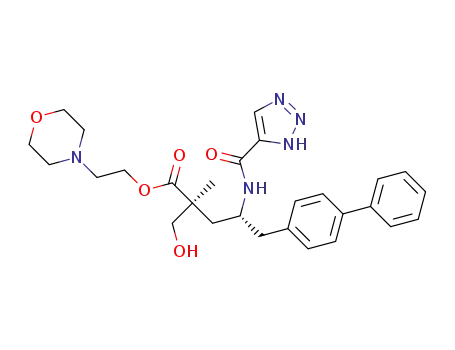 Molecular Structure of 1394049-43-4 ((2S,4R)-5-biphenyl-4-yl-2-hydroxymethyl-2-methyl-4-[(3H-[1,2,3]triazole-4-carbonyl)amino]pentanoic acid 2-morpholin-4-yl ethyl ester)