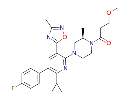 (R)-1-(4-(6-cyclopropyl-5-(4-fluorophenyl)-3-(3-methyl-1,2,4-oxadiazol-5-yl)pyridin-2-yl)-2-methylpiperazin-1-yl)-3-methoxypropan-1-one
