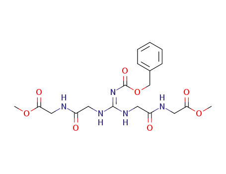 Molecular Structure of 1350754-02-7 (2-[2-[N''-(benzyloxycarbonyl)-N'-[2-(methoxycarbonylmethylamino)-2-oxoethyl]guanidinyl]-1-oxoethylamino]acetic acid methyl ester)