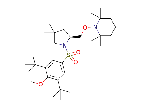 Molecular Structure of 1416916-82-9 ((S)-1-((1-((3,5-di-tert-butyl-4-methoxyphenyl)sulfonyl)-4,4-dimethylpyrrolidin-2-yl)methoxy)-2,2,6,6-tetramethylpiperidine)