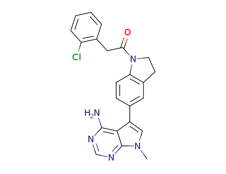 Molecular Structure of 1337531-39-1 (5-{1-[(2-chlorophenyl)acetyl]-2,3-dihydro-1H-indol-5-yl}-7-methyl-7H-pyrrolo[2,3-d]pyrimidin-4-amine)